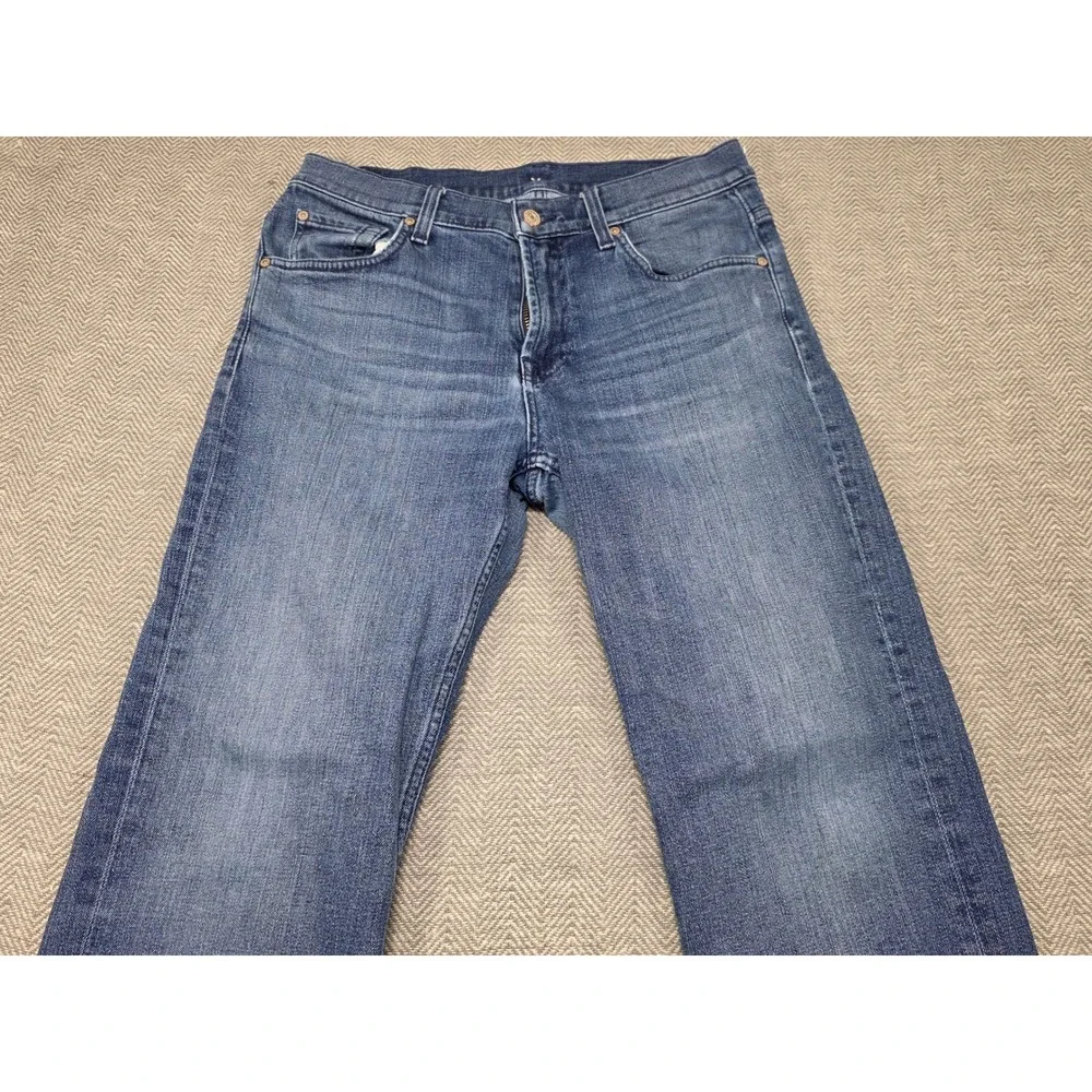 7 For All Mankind Mens Straight Leg Jeans Medium Wash Blue‎ Size 32x28